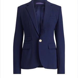 Lauren Ralph Lauren Women Sz 12 Navy Blue Crest Blazer Jacket Coat  Formal   126